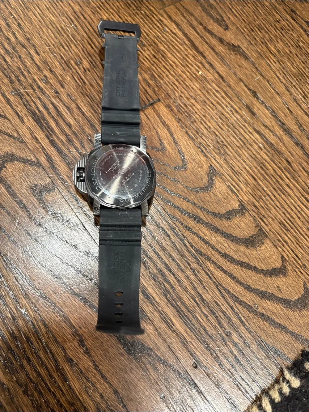 Luminor Submersible Black Dial Rubber Strap Watch